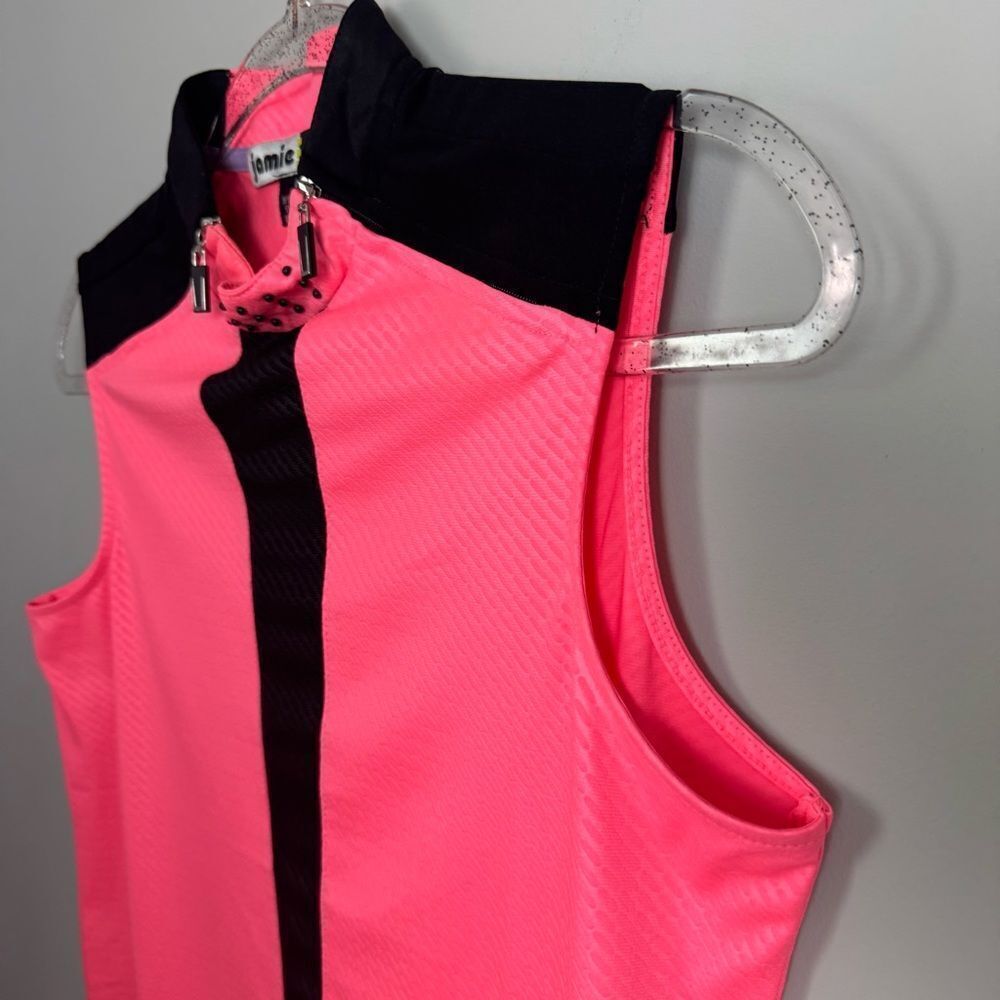 JAMIE SADOCK | Neon Coral Pink and Black Zipper Tank Top Women’s Size Small - Picture 3 of 9